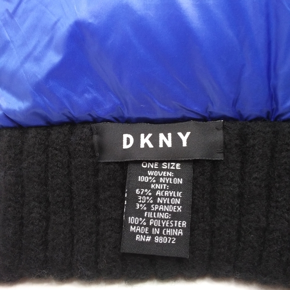 DKNY Royal Blue Puffer Scarf w/ Ribbed Knit Ends NWOT - Picture 5 of 9